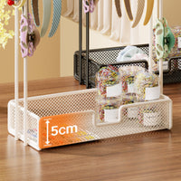 Desktop Hair Accessory Organizer Mesh Headband Holder with Tray Space-Saving Headband Organizer Metal for Girls, Teens, Vanity, Dressing Table, Dorm Room