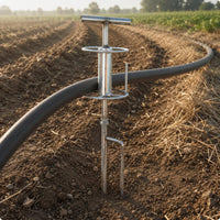 T-Shaped Handle Agricultural Hose Guide Metal Hose Guide Silver Finish Pointed Spike for Spraying Work