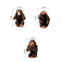 3 Pieces Monkey Figurines Rustic Monkey Statues Wise for Tabletop, Collectors