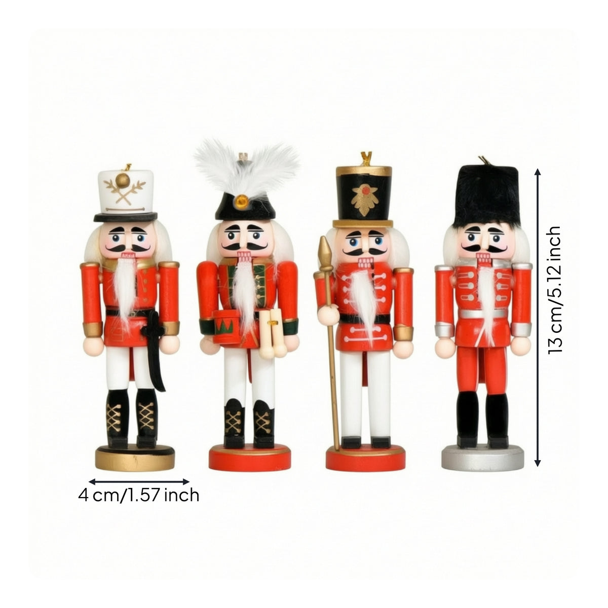 4 Pieces Nutcracker Ornament Traditional Nutcracker Ornament with Hanging Loop Miniature for Mantel