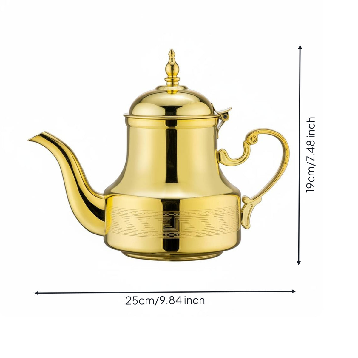 Ornate Design Arabic Coffee Pot Easy Pour Spout Arabic Teapot Heat-Resistant for Dining Table