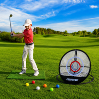 Golf Practice Net, 30cm Three-Layer Golf Chipping Net for Garden, Portable Indoor Outdoor Golf Net and Mat Set