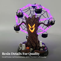 Spooky Tree Figurine with Observation | violet Illuminated Rim, Espeluznante, Halloween Tabletop Figurine, for Shelves