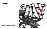 Large Capacity Cycle Rear Basket Long-Lasting Rear Bike Rack Basket Heavy Duty for Students, Grocery Shopping, Running Errands