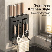 Cutlery Organizer and Kitchen Utensil for Chefs, Multi-functional Wall Mounted or Countertop Rack with Chopstick Holder