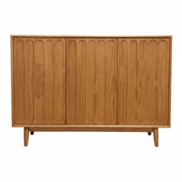 Fluted Door Cupboard Nordic design Sideboard Walnut Color Finish Multi-Functional for Apartment Dwellers, Adults, Kitchen