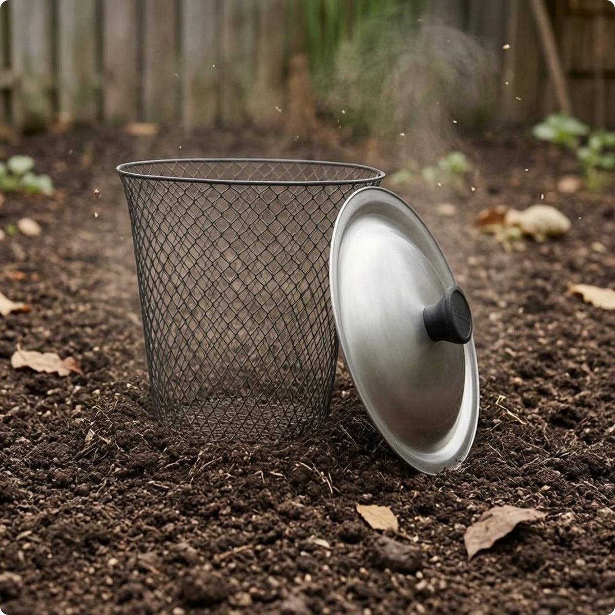 2 Pieces Wire Mesh Compost Container Domed Lid Kitchen Waste Container 23 Cm