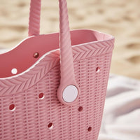 DIY Accessories EVA Tote Bag Customizable with Charms Waterproof Beach Tote Lightweight Perforated Charm Bag Easy to Clean for Girls, Poolside, Vacation, Shopping