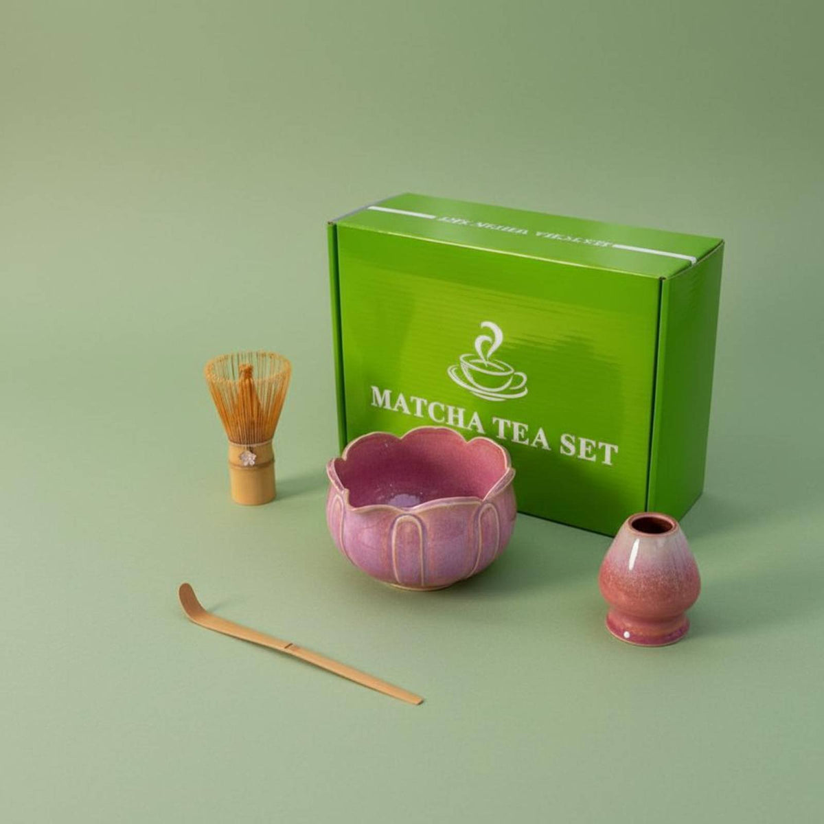 Kiln-Glazed Ceramic Matcha Tea Set Natural Bamboo Japanese Matcha Kit Beginner-Friendly for Beginners, Home Cafe
