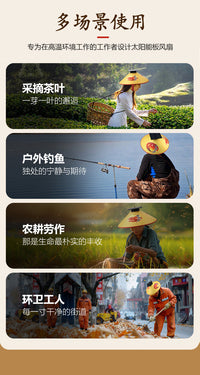 太阳能斗笠风扇帽子可充电夏季户外工作钓鱼采茶农活遮阳防晒防雨