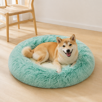 Dog Bed, Winter Use, Pet Bed, Washable, 80cm Round, Fluffy Cushion, for Small Dogs, Living Room Use