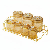 7 Pieces Clear Pantry Organizer Jars Light Luxury Design for Kitchen Counter