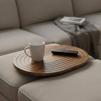 Wooden Sofa Armrest Table Easy to Clean Sofa Space Tray Anti-Slip Rim