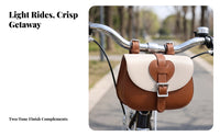 Vintage Leather Bike Bag with Buckle Retro Bike Front Bag Compact Pouch Easy to Install for Cyclists, Commuters, Commuting, City Rides