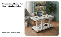 2-Tier Rolling Rolling Table With Wheels Side Table Easy to Assemble