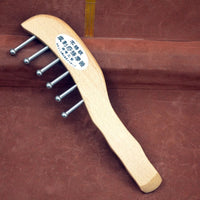 Wooden Massage Comb with Metal Pins Wood Acupressure Comb with Stainless Steel Pins Compact