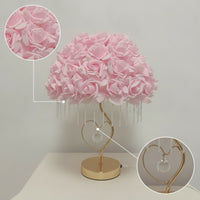 Decorative Rose Lamp with Crystal Beads Floral Rose Lamp Romantic Ambient for Girls, Teens, Bedroom, Nightstand, Vanity