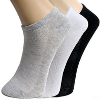 Men's Plus Size 144-Needle Mesh Ankle Socks Invisible Sports Boat Socks