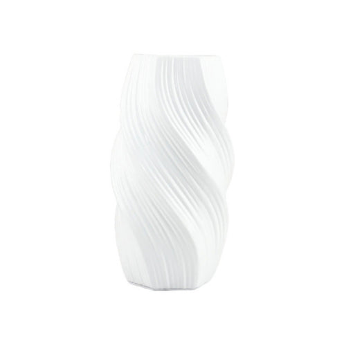 Vase with Twisted Lines White Flower Holder Decorative for Living Room, Office