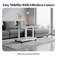 2-Tier Rolling Rolling Table With Wheels Side Table Easy to Assemble