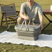 Large Capacity Foldable Picnic Basket with Table Lid Built-in Cup Holders Car Trunk Organizer Outdoor Gear