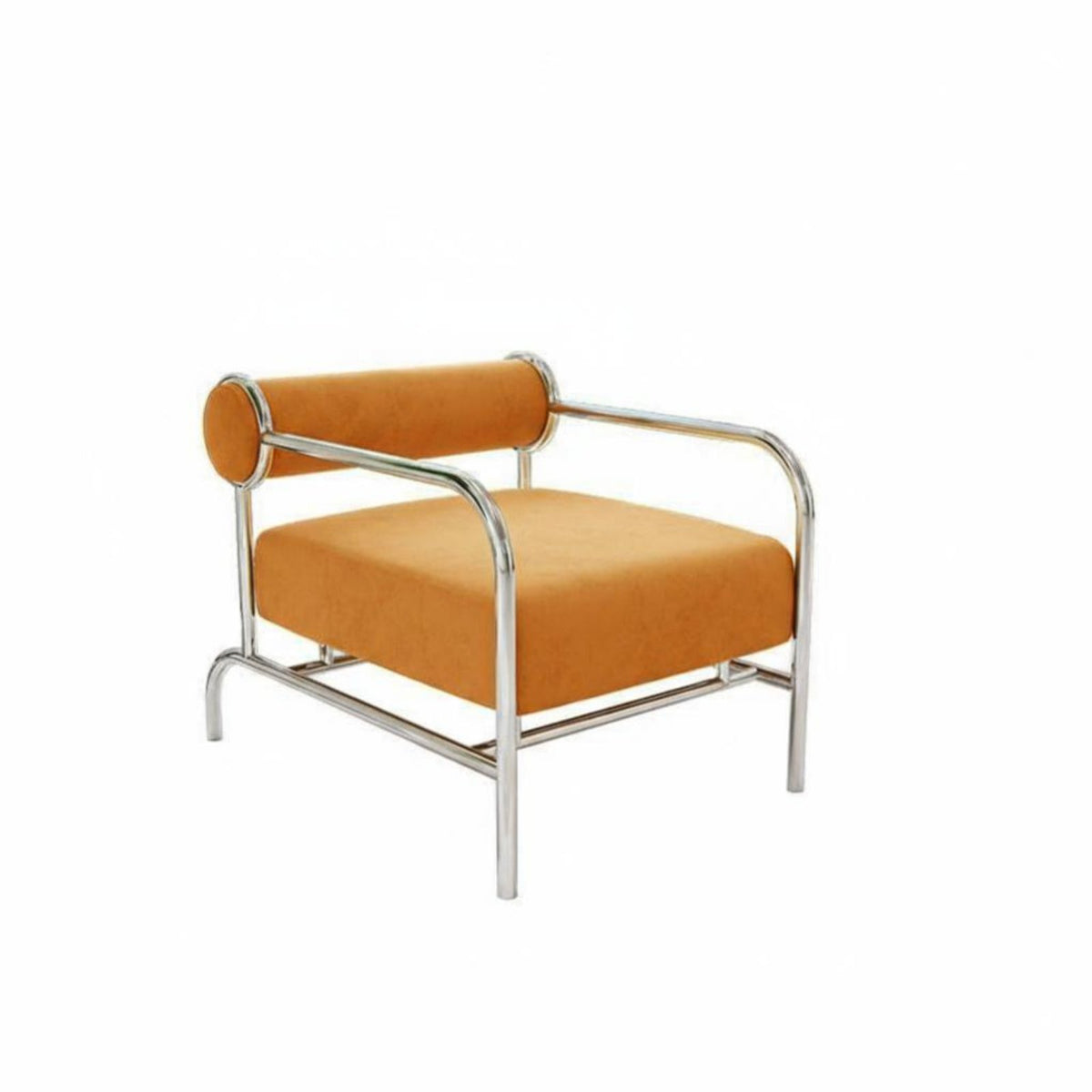 Historical-Period Perusing Seat Bauhaus Inspired Cylindrical Frame Armchair Modern Design Luxurious Padding