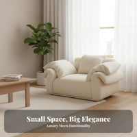 French influenced Curved cumulus Sofa Light Luxury Artistic 2-Seater Couch Minimalist Design Loveseat firm reinforcement Foam padding for Apartment Dwellers, Homeowners, partners