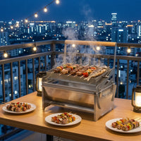 Foldable Portable Charcoal Grill Stainless Steel Tabletop Charcoal Grill Space-Saving Removable for Campers, Backyard