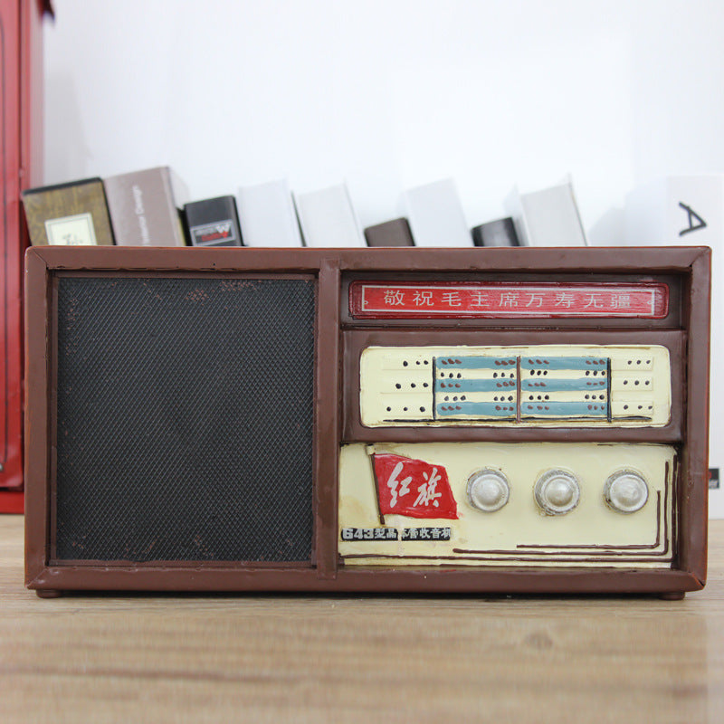 Handmade Retro Tin Radio Model for Home Decor and Photography Prop