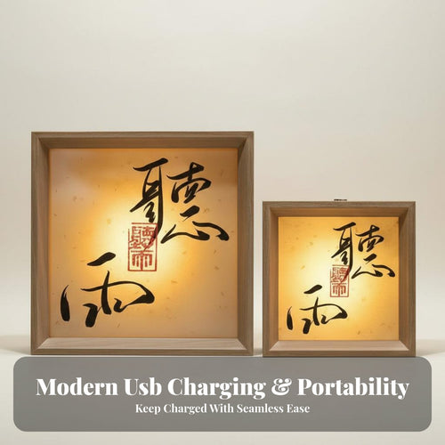 Creative Gift Calligraphy Light Box Retro Design Chinese Design Shadow Box Lamp Handmade for Art Lovers, Homeowners, Study Room