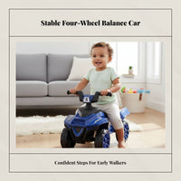 Infant Balance Bike, 4-Wheel, No Pedals, Indoor Walker, Music, Ages 1-3