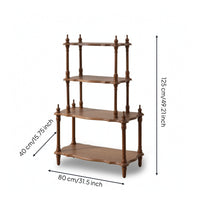 Wooden Shelf with Four Tiers Stable Multi-Tier Shelf Narrow for Flower Shop
