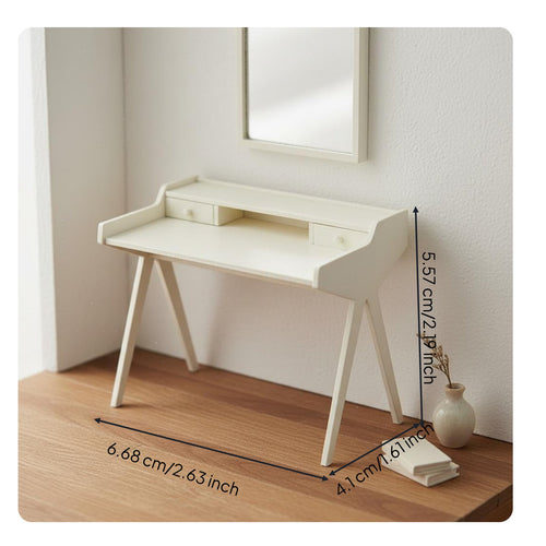 Dollhouse Vanity Table Realistic Design 1:12 Scale Desk for Room Box, Collectors