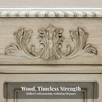 Carved Single-Drawer Nightstand French Country design Bedside Table with Drawer Handmade Space-Saving for Homeowners, Guest Room