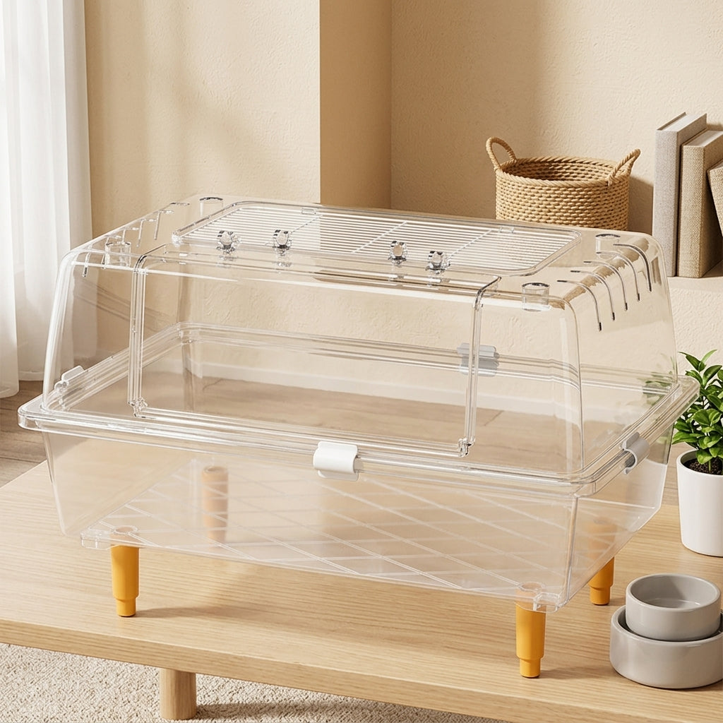 Large Hamster Cage Villa with Spacious see-through design, Luxury Syrian Hamster Habitat, Fully Transparent Small Animal habitat