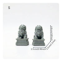 Stone Look Statues with Pedestal Carved Guardian Beast Ornaments for Photo Props