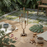 Five-Arm Candelabra Branched Candlestick Holder with Five Arms Portavelas Alto Decorativo Candelabro De Cinco Brazos Elegante