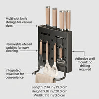 Cutlery Organizer and Kitchen Utensil for Chefs, Multi-functional Wall Mounted or Countertop Rack with Chopstick Holder