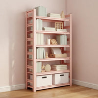 Pink Floor Bookshelf Modern Design Pink Kids Bookshelf Anti-Slip Feet for Girls