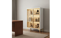 Multi-Layer Storage Bookcase with Glass Doors Large Capacity Modern Display Cabinet Built-in LED Lighting Home Furniture for Collectors