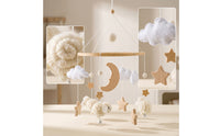 Nursery Mobile with Wooden Loop Hanging Baby Mobile with Loop Decor Crochet for Newborn