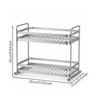 Sturdy Two-Tier Storage Rack Brushed Silver Countertop Organizer for Kitchen