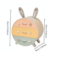 3 Layer Desktop Drawer Cute Desktop Drawer Bunny Storage Box for Dorm Room, Bedroom