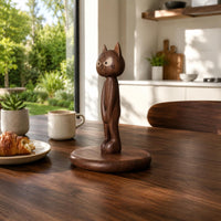 Wooden Feline Paper Towel Holder Minimalist Feline Paper Towel Stand Tabletop