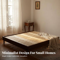 Floating Bed Frame Headboard-Less Bedroom Furniture Low height Mattress Support for partners, Minimalists, Apartment, Guest Room, attic