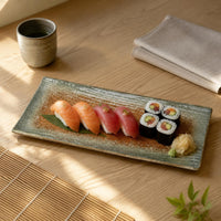 Rectangular Ceramic Serving Plate Narrow Tableware Tapered Ends
