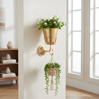 Iron Art Lantern Wall-Mounted Flower Pot, Outdoor Wall Hanging Planter, Garden Balcony Decor