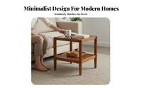 Dual-Level Glass Surface Table Table Space-Saving Design Nightstand Mortise and Tenon Joinery Stable Framework for Homeowners
