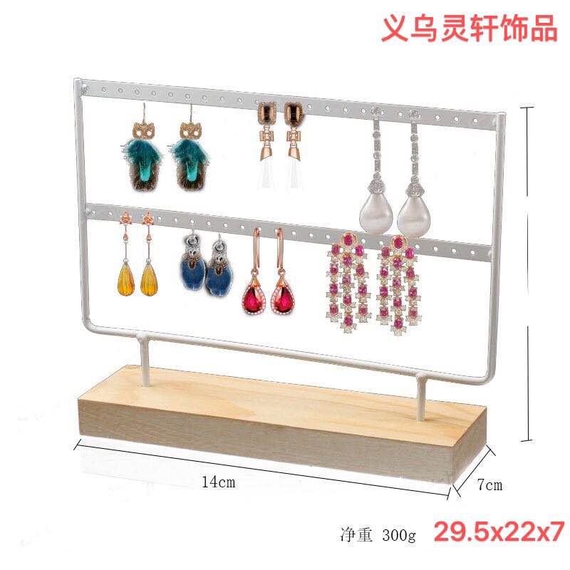 桌面木质耳环架耳钉收纳架饰品展示架家用铁艺首饰挂耳夹耳坠架子