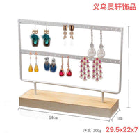 桌面木质耳环架耳钉收纳架饰品展示架家用铁艺首饰挂耳夹耳坠架子